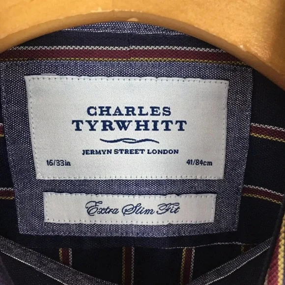 Charles Tyrwhitt Extra Slim Fit Striped Dress Shirt 16/33 - Picture 3 of 7